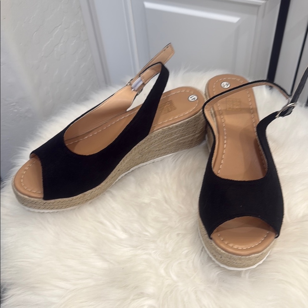 SHEIN Black Wedge Espadrilles